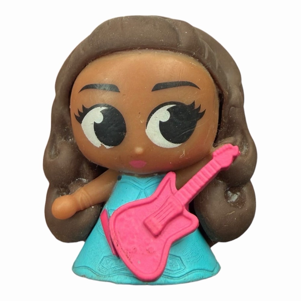 Mattel Barbie Mini Figure 2016 Brown Hair Teal Dress Pink Guitar Rockstar T4K